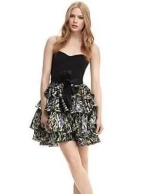 Diane Von Furstenberg Strapless Silk Tiered Dress Size 8 DVF Cocktail Party $450